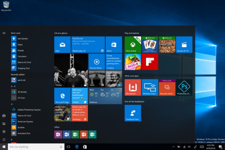 Windows 10:n päivitetty Käynnistä-valikko